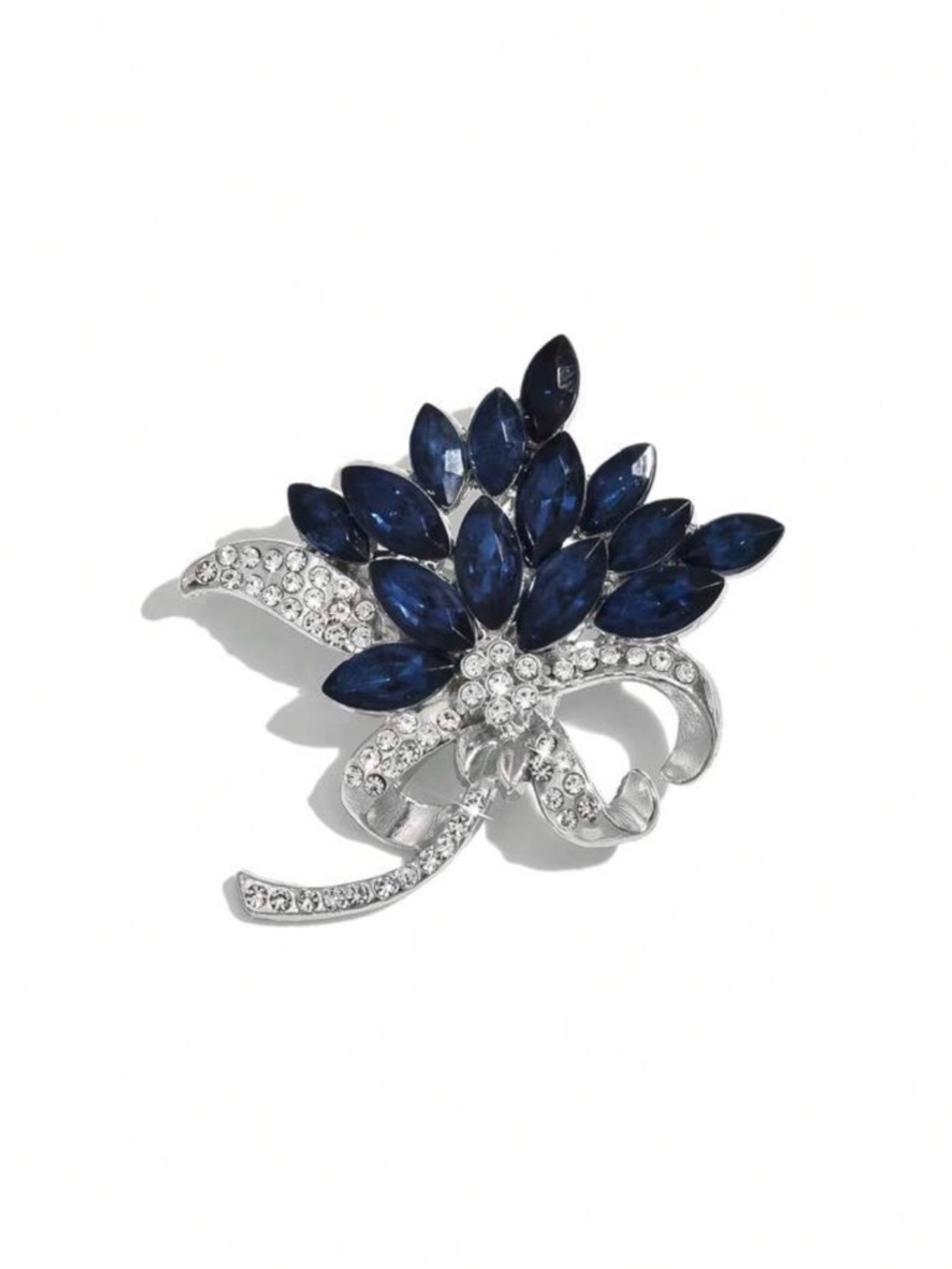 Elegant Blue Crystal Floral Brooch - Brand Unspecified - Picture 3 of 3